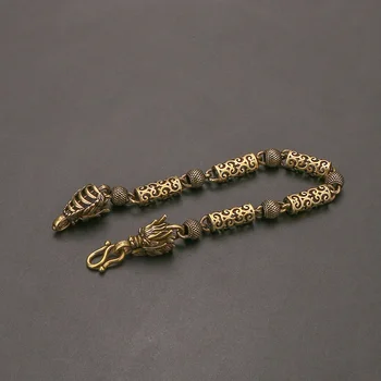 Винтажный браслет рука для мужчин Ювелирные изделия Китайские браслеты Женский медный дракон Шарм