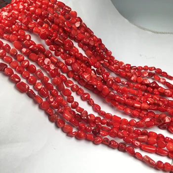 Новый красный коралл Бусины неправильной формы Подвески Размер 6-7 мм Дамы DIY Браслет Ожерелье Ювелирные изделия Бусины Изысканный подарок