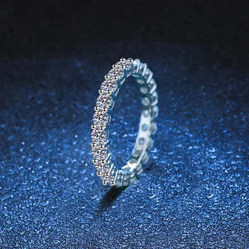 настоящее кольцо из полного муассанита 100% стерлинговое серебро 925 пробы VVS1 D Цвет Круглая огранка Драгоценный камень Обручальное кольцо Ювелирные изделия с GRA