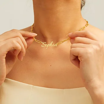 Модный кулон с именем на заказ, персонализированное женское ожерелье, ожерелье, настраиваемое письмо, свет, роскошные аксессуары