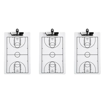 3Pack Баскетбольный тренерский планшет, 13,78 x 8,66 дюйма Тренерская доска для сухого стирания, двусторонняя доска с полным маркером, прочная, простая установка