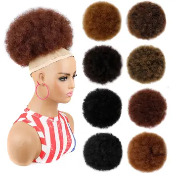 Синтетические пучки Наращивание волос Парики для женщин Черный парик Взрыв Афро Пышные волосы Пучок Cabelo Хвост Cabelos Шиньон Пуховки