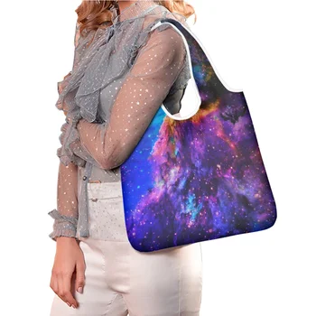 Hycool Space Galaxy Starry Sky Print Сумки для женщин Симпатичная сумка-тоут Многоразовые сумки с верхней ручкой Сумка для покупок большой емкости