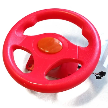 Детские развлечения Монетотолкатель Видеоигра Машина Пластиковый Красный Руль Качели Машина Сумасшедшие Гонки Огонь Авто Аксессуары