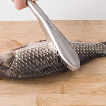 1 шт. Кухонные принадлежности Нож для чистки рыбы Скребок для рыбьей кожи Нержавеющая сталь Рыбья чешуя Рыбалка Чистка Кухонный гаджет Рыбный нож
