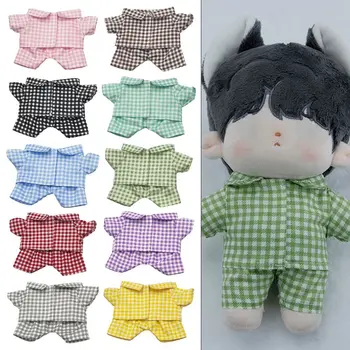 10 цветов клетчатая рубашка пижамный комплект для 20 см куклы с длинными рукавами рубашка брюки комплект одежда для хлопковой куклы одежда куклы аксессуары