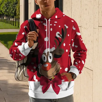 Мода Уродливая Рождественская толстовка Пуловер Мультяшные персонажи 3D-печать Мужские толстовки с круглым вырезом и длинным рукавом