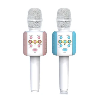 Bluetooth-совместимый беспроводной микрофон для караоке со светодиодной подсветкой для детей и девочек E1YA