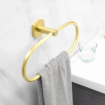 Бесплатная доставка Роскошное алюминиевое золотое кольцо для полотенец Высокое качество Nordic Держатель для полотенец Настенный полотенцесушитель Аксессуары для ванной комнаты