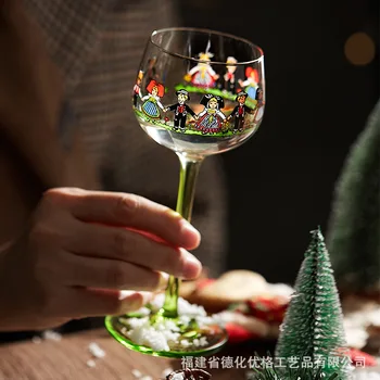 HipFlaskGlassElsace Stvle Little People Goblet WineGlasses Home Decor Бокал для вина Подходит дляПодарок на день рождения, Рождество и свадьбу