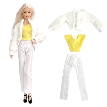1 Комплект новой одежды для куклы Барби Модный наряд Белое пальто Жилет брюки для 1/6 FR SD Kurhn BJD Аксессуары для одежды для куклы