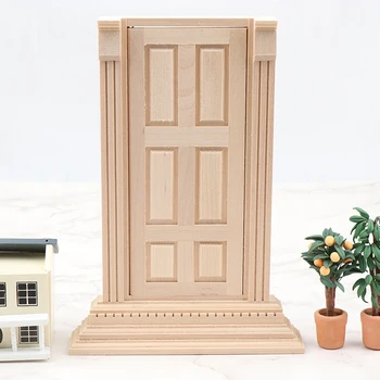 1Pcs 1:12 Кукольный домик Миниатюрная дверь Дверь с плоским верхом Неокрашенная модель DIY Мебель Декор Игрушка Кукла Дом Аксессуары