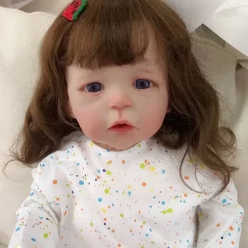 24 дюйма Уже окрашенная готовая кукла для девочек Reborn Toddler Sandie Популярная реалистичная мягкая на ощупь укоренившиеся волосы 3D Skin Art Doll