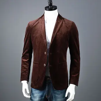 Винтажный стиль изготовленный на заказ мерсеризованный вельветовый мужской модный блейзер маленький костюм пиджак прилив