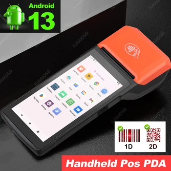 Обновленный портативный КПК Android 13 Pos с NFC 1D 2D сканер штрих-кода Считыватель терминала Встроенный 58-миллиметровый чековый принтер 4G WIFI USB