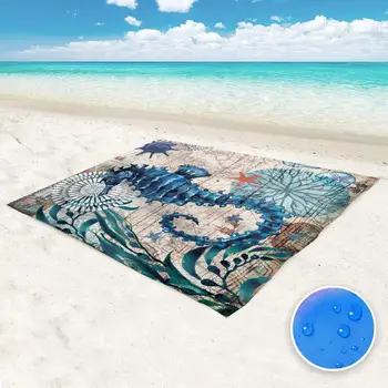 Удобный пляжный узор на Гавайях Песчаный пляжный коврик Одеяло для пикника Легкий Отличные швейные ремесла