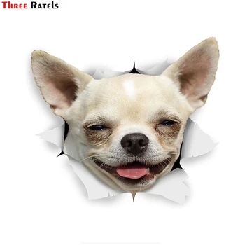 Три Ratels FTC-1099 3D Happy Chihua Собака Наклейка Для Автомобиля Улыбка Наклейка Туалет Холодильник Стена