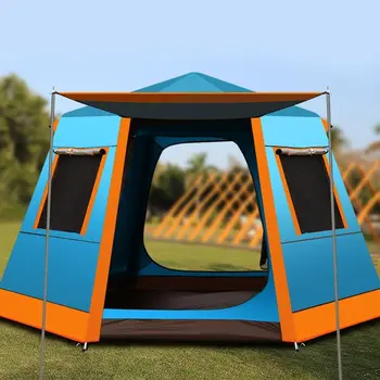  Наружная палатка 5-8 Защита от шторма Защита от солнца Открытый кемпинг Двухслойный утолщенный Бесплатно Быстро открывающаяся автоматическая палатка для кемпинга