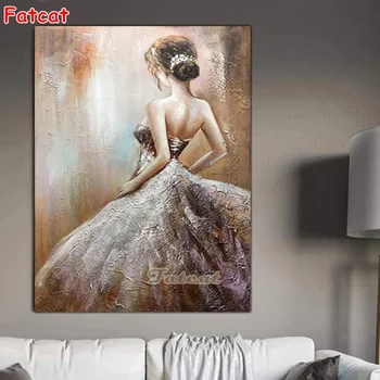 Красивая балерина Картина маслом DIY Алмазная живопись Абстрактный персонаж Вышивка крестом Вышивка Полный Бриллиант Домашний Декор PP3289