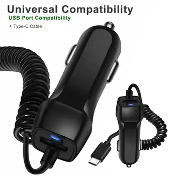 Автомобильное зарядное устройство для мобильного телефона IPad Планшет Универсальное быстрое зарядное устройство USB Type-C