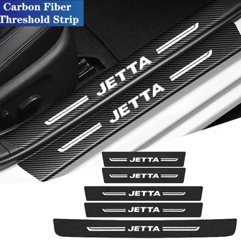 Карбоновое волокно Автомобильные дверные педали Планки Защитный порог Наклейки для VW JETTA Логотип 2023 Бампер багажника Наклейки против царапин