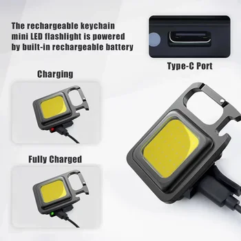 IPX4 Водонепроницаемый светодиодный рабочий фонарь COB Type-C USB зарядка для кемпинга, рыбалки, скалолазания Многофункциональный фонарик с крючком