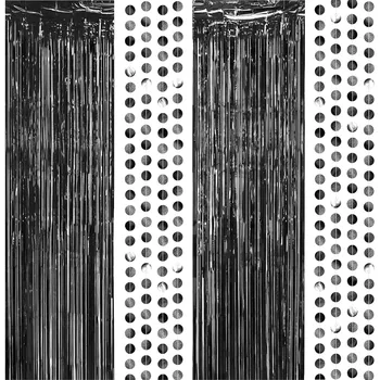 6 шт. Высококачественные черные шторы с бахромой Фоны для вечеринок Украшения в горошек Гирлянды Черный день рождения Настенные принадлежности
