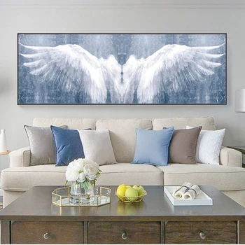 Большой размер Черно-белые крылья ангела Картины на холсте Абстрактные крылья Плакаты и принты Декоративные картины для гостиной