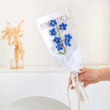 Новый ручной тканый симулятор незабудки одиночный букет красиво упакован готовый праздничный подарок синий искусственный цветок