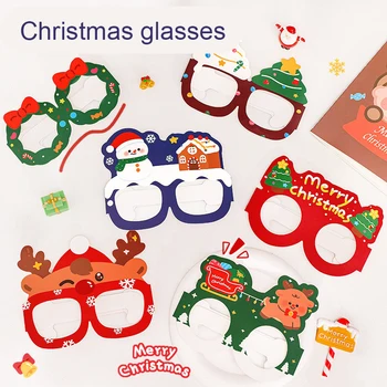 Бумажные очки Высокое качество Санта-Клаус Рождественский Бумага для взрослых Рождественские украшения Принадлежности Основные очки Многофункциональные