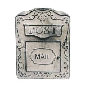 Садовый открытый ретро-почтовый ящик, металлический железный почтовый ящик, винтажный почтовый ящик в европейском стиле, размер 26 * 9,5 * 34 см, белый, вилла семья