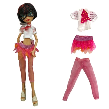 NK 1 комплект Одежда для вечеринок для Monster High Doll Белая рубашка Кружевные носки MiniDress for Ever After High Doll Аксессуары Игрушки