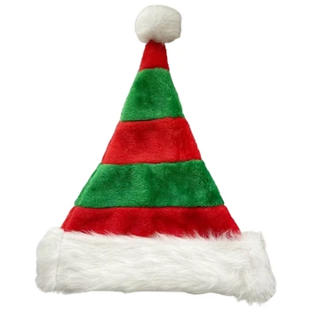 Изысканные плюшевые шапки Санта-Клауса Красные рождественские шапки для декора рождественской вечеринки