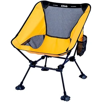 iClimb Сверхлегкий компактный складной пляжный стул для кемпинга с большими ножками и лямками для поддержки спины с защитой от погружения