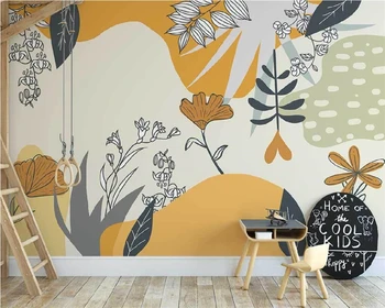 beibehang Индивидуальный papel de parede 3d современные скандинавские абстрактные растения с ручной росписью, простые обои для фона в помещении