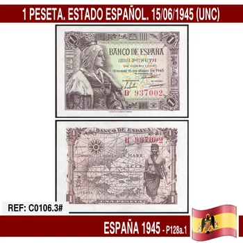 C0106.3 # Испания 1945. 1 очко Испанское государство (UNC) P128a.1