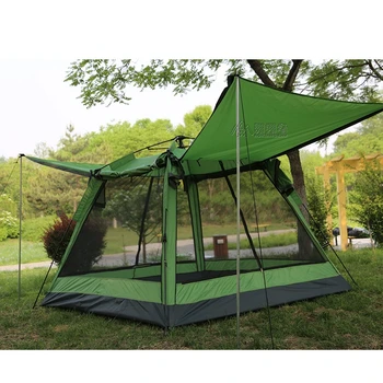 Открытый кемпинг увеличенный двухслойный штормостойкий четырехсторонний дышащий 2-4 человека солнцезащитный крем автоматическая палатка отправить столб фойе
