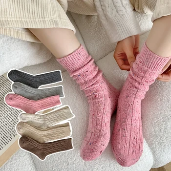 Чулочные носки для экипажа Женские носки Шерсть Сохраняют тепло Утолщают Зимние носки для женщин Кальцетины Mujer Chaussettes Femmes