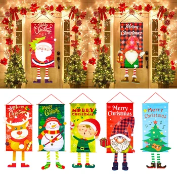 На открытом воздухе Счастливого Рождества Висящий флаг Знак крыльца Дверь Баннер Рождественские украшения для дома 2023 Рождественский подарок Navidad Новогодний декор