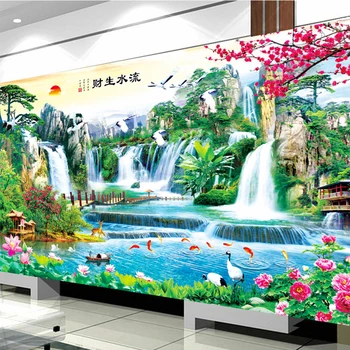 полная алмазная мозаика Водопад Пейзаж Алмазная живопись Sqaure Круглая алмазная вышивка Продажа Fengshui Fantasy Large Art Handmade