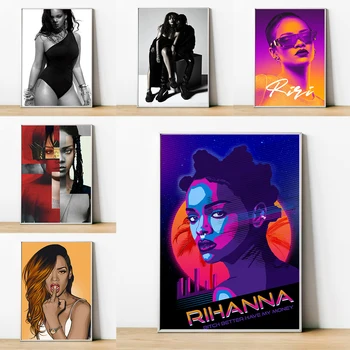 R-Rihanna Singer Плакат Дом и Украшение Декоративные картины Плакаты для настенного декора Холст Комната Художественные украшения Живопись