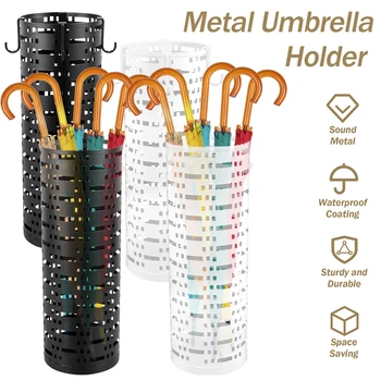 Стойка для зонтов Отдельно стоящий круглый металлический держатель зонта Трости для зонтов Контейнеры для зонтов Водонепроницаемая стойка для хранения зонтов