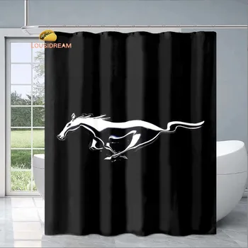 F-Ford Mustang Logo Изысканная занавеска для душа Модный декоративный подарок для взрослой детской ванной комнаты Водонепроницаемый Защита от плесени