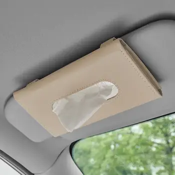 Прочный автомобильный держатель для бумажных полотенец Универсальный автомобильный держатель для салфеток Козырек из искусственной кожи Чехол для салфеток для домашнего автомобиля Однотонный подвешивающий