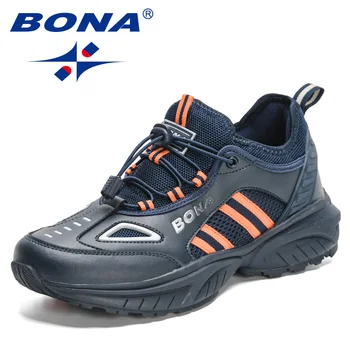 BONA Новый отличный стиль Мужские кроссовки Шнуровка Спортивная обувь Обувь для ходьбы на открытом воздухе Мужские удобные кроссовки с вентиляцией FreeF