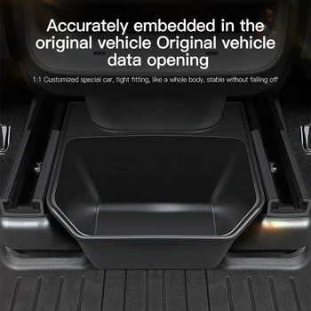 Для Tesla 2022 2023 Model Y TPE Задняя центральная консоль Коробка для хранения Органайзер Коробка с крышкой Мусорное ведро под сиденьем Автомобильные аксессуары