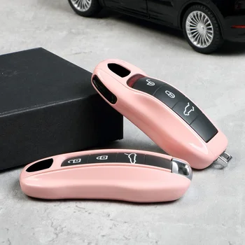 Оболочка ключа Morandi Pink для Porsche Panamera Cayenne Macan 911 718 Taycan Boxster Cayman Крышка ключа с дистанционным управлением Kob Заменить