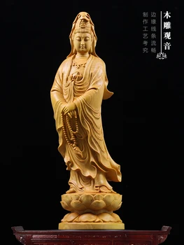 Резьба по самшиту Бодхисаттва Гуаньинь дом для поклонения Южно-Китайскому морю Скульптура Будды Гуаньинь Статуя Гуаньинь