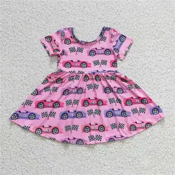 Новые поступления 2023 года с принтом кролика весна детская модная одежда детская розовое платье с завитками платья для детей и девочек цветочные платья