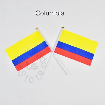Колумбия 14 * 21 см Флаг Колумбии Баннер 10 штук встречают парад партия рука размахивающая Национальный флаг Украшение дома баннер